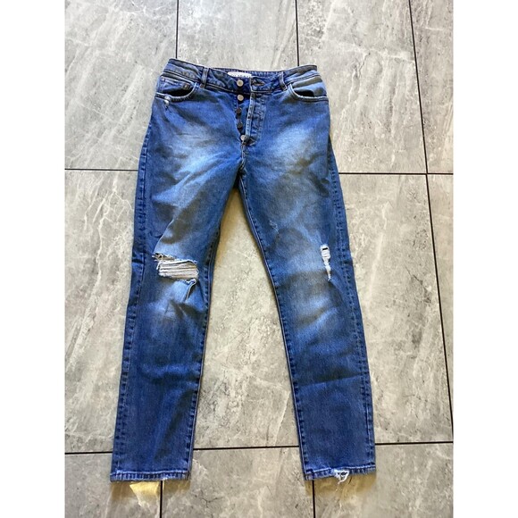 DL1961 Jeans Womens 27 Blue Bella High Rise Vintage Slim Button Fly Distressed - Picture 1 of 7